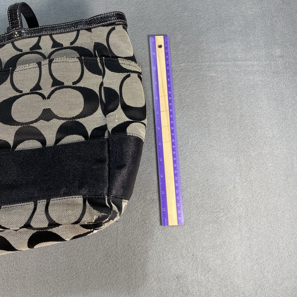 Coach F13803 Black Gray Signature Stripe XL Diaper Travel Tote Shoulder Bag Flaw - Picture 10 of 12